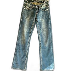 Rock@Roll  riding jeans  distressed  bell bottoms  low waste  25x34 vintage NWOT